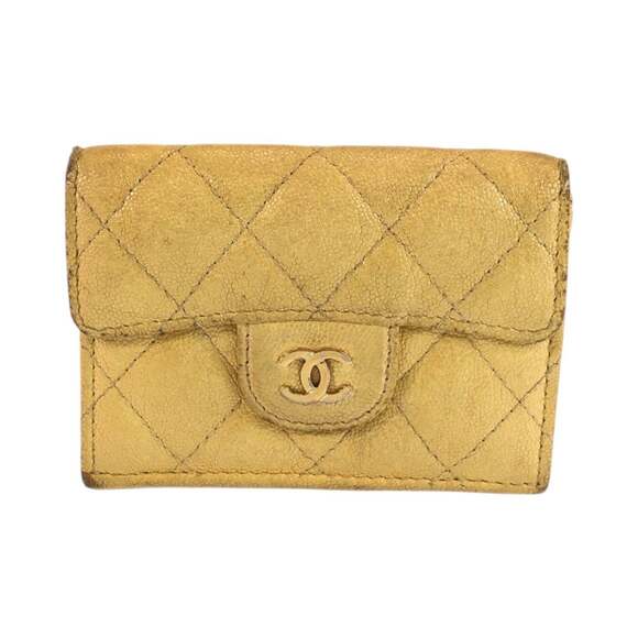 CHANEL Handbags - CHANEL Yellow Leather Logo Wallet